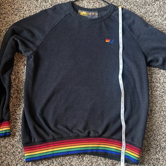 Aviator Nation Rainbow Rib Pullover Sweatshirt Heather Grey L - Picture 7 of 9